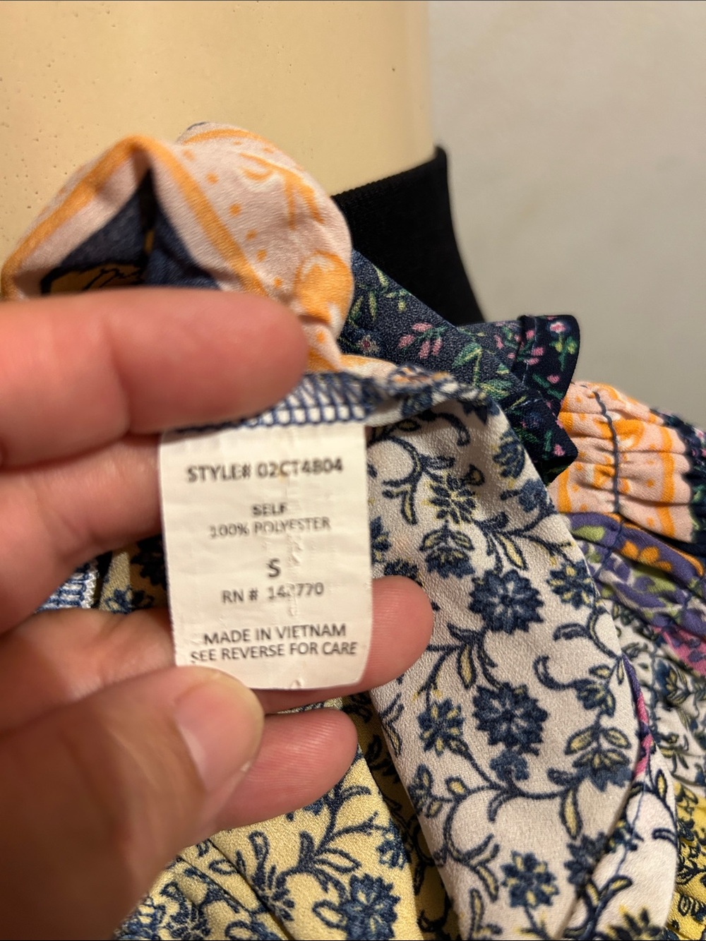 Sienna Sky Navy Yellow Patchwork Smocked Strapless Crop Top - Picture 7 of 7